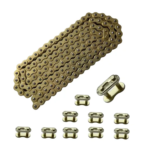 Miniatura 7 de Oro 420 Cadena de Motocicleta de 132 Eslabones Estándar con Rompecadena 10 Eslabones Maestros de Conexión para Motocicleta Pit Dirt de 100 cc, 110