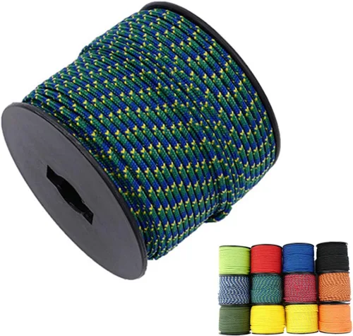 Miniatura 12 de Cuerda de nailon trenzada sólida de 1/8 pulgadas (3mm) de 164 pies, cordón paracord de 5 hebras, cuerda delgada para manualidades, multiusos