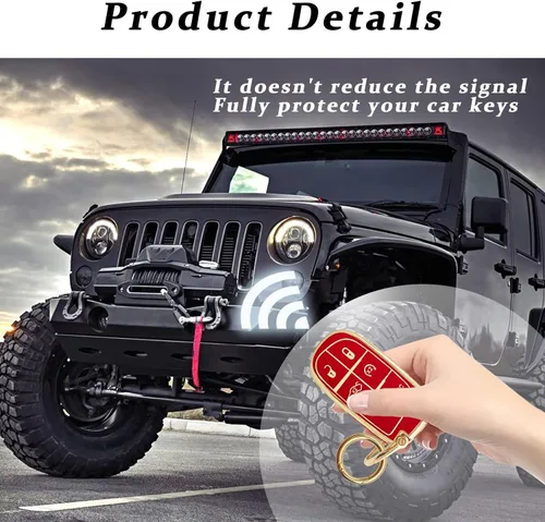 Miniatura 4 de Funda para Llavero de Llave Jeep, Llavero Funda Suave de Protección Completa Carcasa para Llave, Accesorios de Automóvil para Hombres, Niñas, Rojo