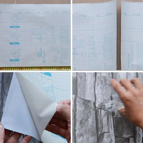 Miniatura 4 de Papel tapiz de ladrillo gris para despegar y pegar de 17.7 x 118 pulgadas, recién actualizado y grueso, papel tapiz de piedra 3D sintética