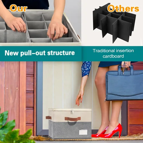 Miniatura 3 de Organizador de zapatos para armario, contenedores de almacenamiento de zapatos plegables con cubierta transparente, soporte para zapatos que ahorra