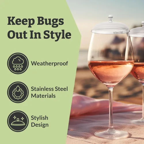 Miniatura 4 de Fundas de acero inoxidable para bebidas (paquete de 2), fundas para copas de vino para exteriores, protegen cócteles, tazas de café, tazas de té