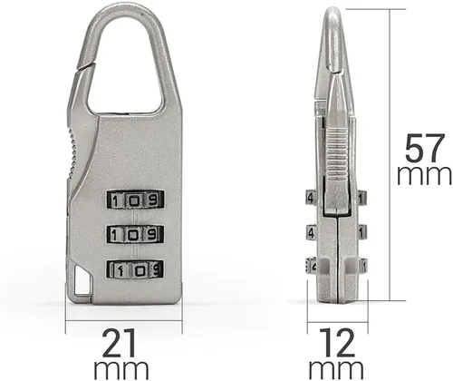Miniatura 4 de Mini Combination Lock for Luggage Suitcase Backpack Suitcase 3 Digit Combination Security Security Padlock Zinc Alloy Silver