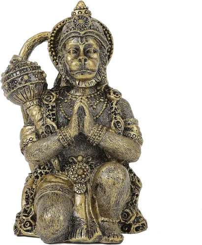 Estatua hindú del Señor del Dios Volador-Hanuman - Figura mitológica Hanuman para el hogar Templo Mandir Decoración Estatua de mesa