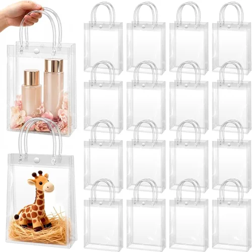 Miniatura 17 de BadenBach - 24 bolsas pequeñas de regalo transparentes con asas, 5.1 x 5.9 x 2.8 pulgadas, mini bolsa de plástico transparente para fiesta, bolsa