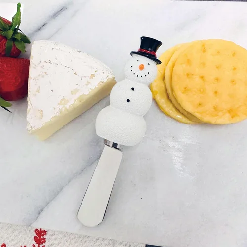 Miniatura 3 de Supreme Housewares Cuchillos esparcidores de queso y mantequilla, decoración navideña, mango de resina pintado a mano de 4 piezas con hoja de acero