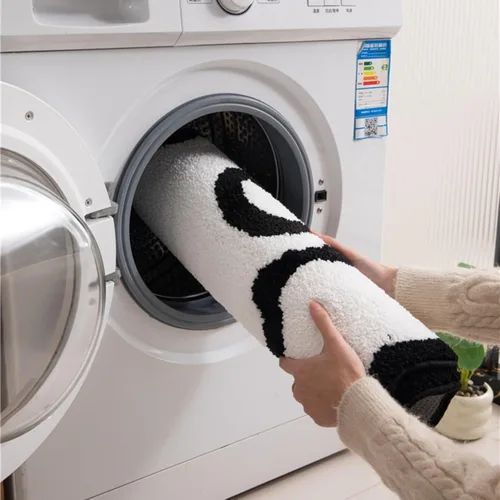 Miniatura 6 de Tapete de baño festoneado negro de 26 x 18 pulgadas, tapetes de baño suaves y absorbentes, lavables a máquina, de microfibra, para bañeras, lavabos