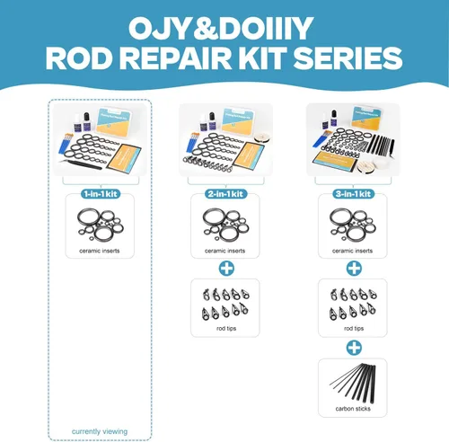 Miniatura 2 de Kit de reparación de caña de pescar, reparación de ojales de caña de pescar con inserciones cerámicas y ojos, incluye 52 anillos de guía y 33 EU