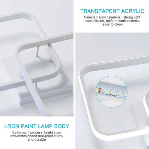 Miniatura 5 de DELIPOP Lámpara de techo LED moderna de 23 pulgadas, lámpara de techo empotrada de 42 W 6500 K, lámpara de techo acrílica para pasillo, sala