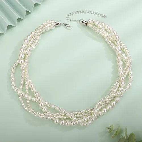 Miniatura 4 de Xerling Vintage 1920s Gatsby - Collares de perlas de imitación en capas, cadenas de perlas de imitación, collares de joyería de disfraz de flapper