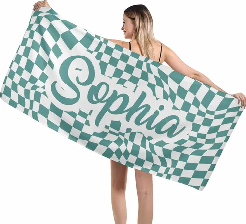 Miniatura 29 de MyPupSocks Toallas de playa para niñas, toallas personalizadas de teñido anudado con nombres para niños y adultos, toallas de playa personalizadas