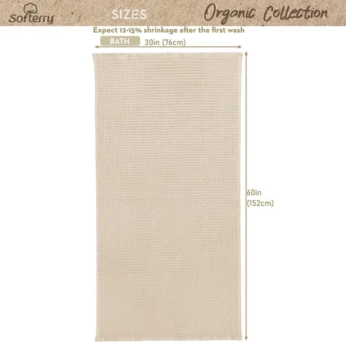 Miniatura 2 de Softerry Juego de toallas de baño europeas de tejido gofre, 100 % algodón orgánico, secado rápido, sin pelusas, finas y absorbentes, resistentes a