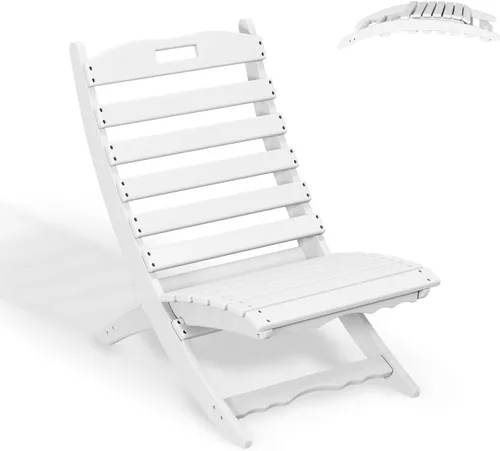 Miniatura 24 de GREENVINES Silla plegable Xavier Wave Sillas Adirondack portátiles Plástico HDPE Silla para fogata para todo tipo de clima Negro