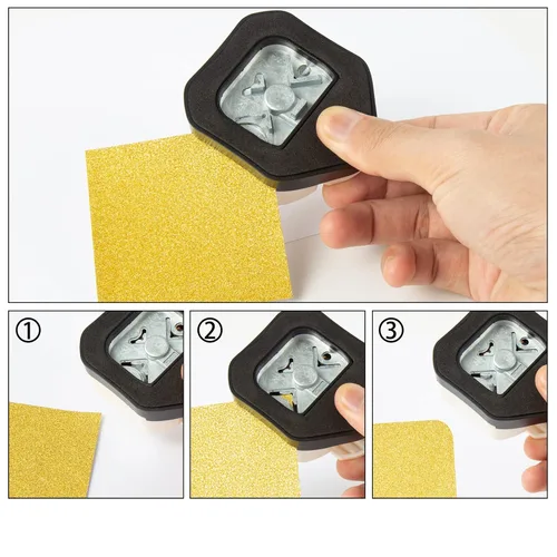 Miniatura 4 de QIQQIKIN - Perforadora de esquina con agujero de 4 mm, punzón circular +R5mm+R10mm, redondeador de esquinas de 3 vías, punzón de papel, para papel