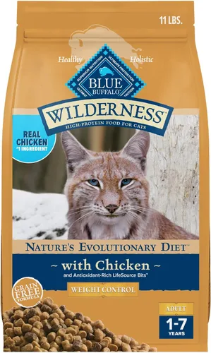 Miniatura 12 de Alimento seco Blue Buffalo Wilderness para gatos adultos de peso natural, fórmula de control de peso alto en proteínas y sin granos, sabor pollo