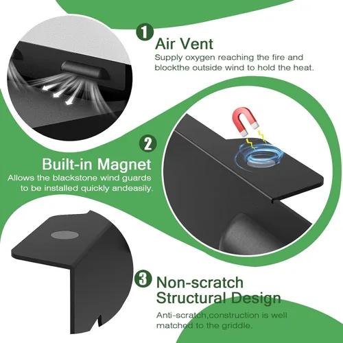 Miniatura 2 de Protección de viento para parrilla Blackstone de 28 pulgadas, pantalla de viento magnética de acero inoxidable para parrilla Blackstone, accesorios