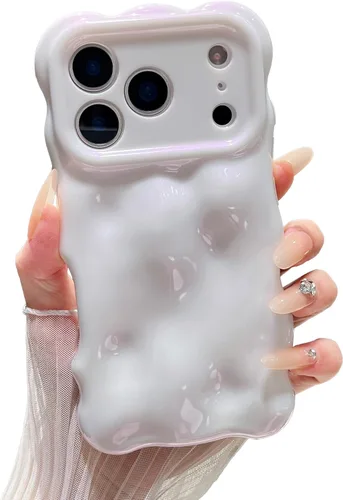 Miniatura 81 de XIZYO Funda para iPhone 13 de 6.1 pulgadas, bonito patrón de ondas, estético, 3D, rizado, ondulado, chapado en purpurina, para mujeres y niñas, Azul