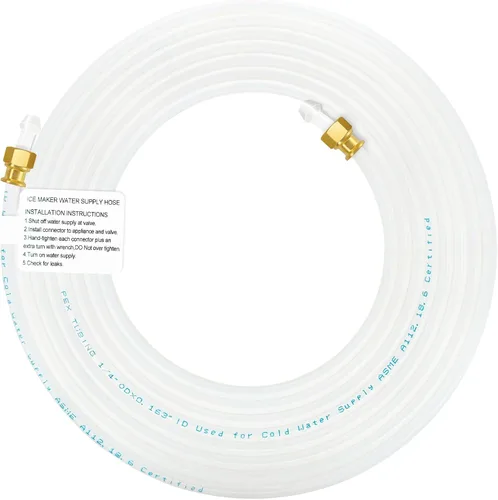 PEX Línea de agua para refrigerador - Tubo para máquina de hielo de 25 pies con accesorios de compresión de 1/4 pulgadas, manguera flexible para