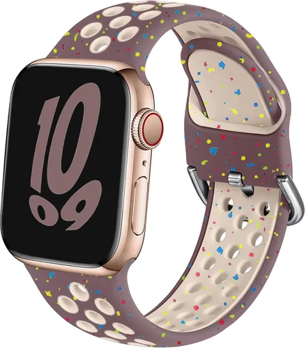 Miniatura 27 de Correa deportiva compatible con Apple Watch 42mm 44mm 45mm 46mm 49mm 38mm 40mm 41mm para mujeres y hombres, correa de repuesto transpirable de Negro