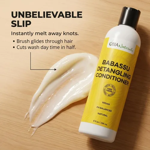 Miniatura 3 de OBIA Naturals Acondicionador desenredante Babassu, 8 onzas Vegan, coconut-free formula with avocado oil. Ideal for hydrating curly, coily and low