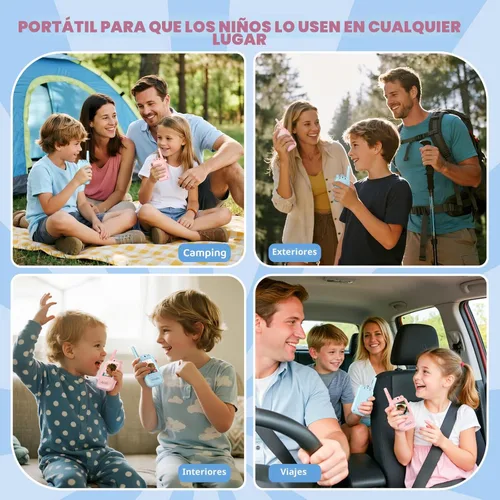 Miniatura 7 de Walkie Talkie de Video para Niños - Paquete de 2 Walkie Talkies Recargables para Niños Radios de Largo Alcance, Video Intercomunicador y Efectos