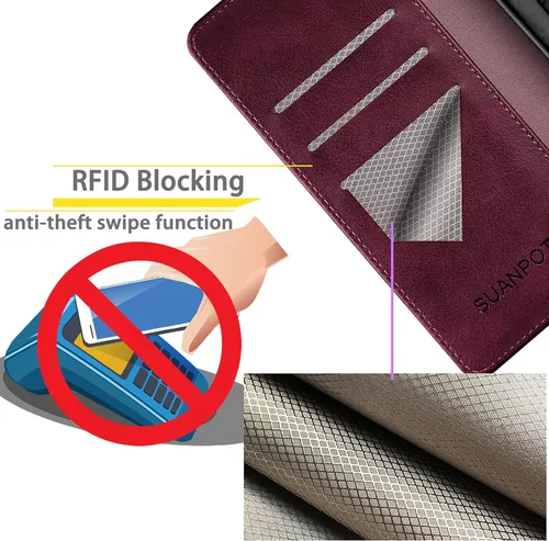 Miniatura 2 de SUANPOT Funda tipo cartera para Samsung Galaxy A03S 【Bloqueo RFID】 Soporte para tarjetas de crédito, libro de folio con tapa de cuero PU Funda a