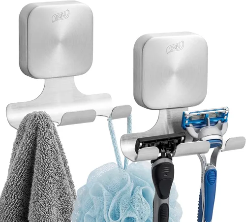 Miniatura 17 de TAILI Soporte para maquinilla de afeitar con ventosa para ducha, paquete de 2, toalla, lufa, soporte para afeitadora para pared de baño, potentes