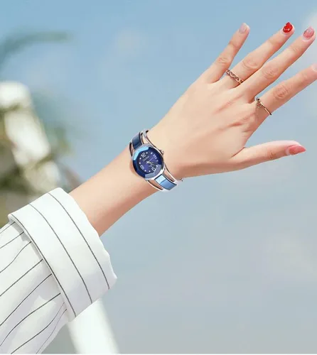 Miniatura 2 de Gosasa Reloj para mujer, diseño impresionante, banda de metal, tamaño pequeño y mediano, brazalete de vestir, 6 pulgadas, juego de regalo con pulsera