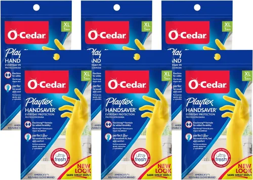 Playtex HandSaver - Guantes de limpieza de goma reutilizables (XL, 6 pares), guantes reutilizables para el hogar