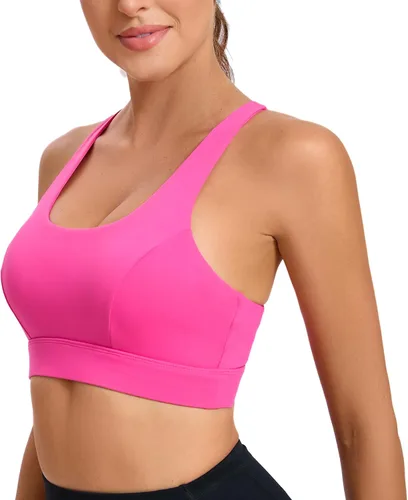 Miniatura 15 de Brasieres deportivos para mujer, con relleno, tipo camiseta sin mangas, sexis, con espalda cruzada, de alto impacto, largos, ideales para practicar