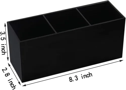 Miniatura 3 de Weiai Organizador negro del sostenedor del cepillo del maquillaje, solución de almacenamiento de los cepillos de los cosméticos de acrílico de 3