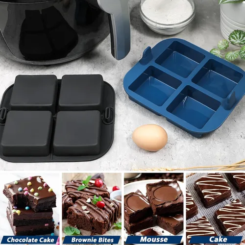 Miniatura 3 de Webake Molde para Brownies de Silicona para Freidora de Aire para Hornear, Molde de Silicona Cuadrado Antiadherente de 2.6" para S'mores, Disco