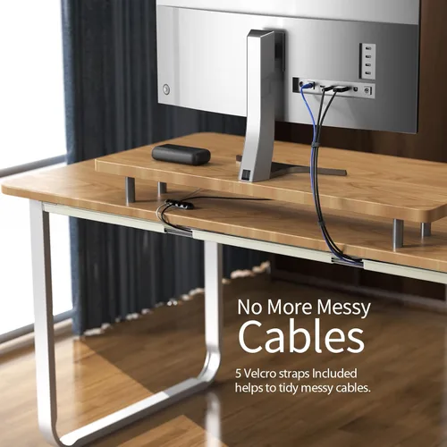 Miniatura 4 de Delamu Paquete de 2 organizadores de cables debajo del escritorio, organización de cables ordenada segura debajo de los escritorios para oficina