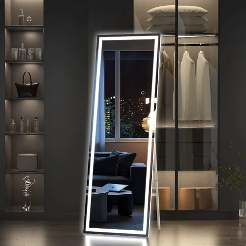 Miniatura 7 de Hasipu - Espejo de cuerpo entero con luces, 56 x 16 pulgadas, espejo de pie con led para montaje en pared para sala de estar, dormitorio y Negro