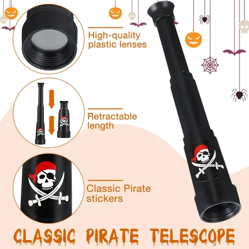 Miniatura 5 de JaGely El juego de 80 piezas de cosplay para fiesta pirata incluye 20 sombreros piratas de fieltro, 20 parches de ojos de capitán, 20 espadas