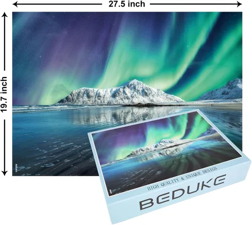 Miniatura 2 de Rompecabezas de BEDUKE para Adultos 1000 Piezas Luces del Norte Interbloqueo Preciso Grueso y Resistente Juego de Familia 1000 Piezas Edad 14+