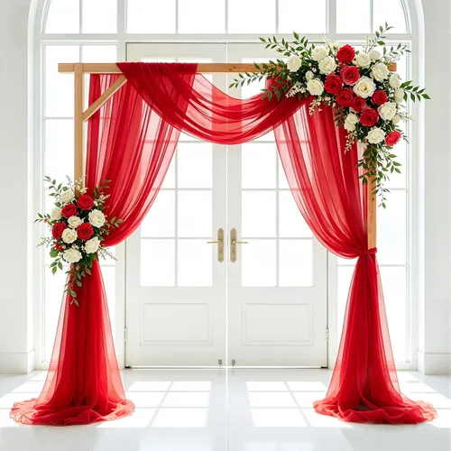 FUHSY Tela para arco de boda, 20 pies, 2 paneles de tela de gasa, cortinas transparentes para telón de fondo de boda, elegantes cortinas de arco de
