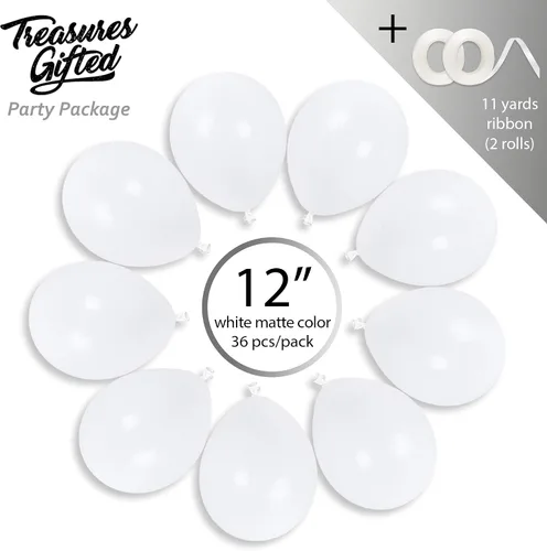 Miniatura 2 de Treasures Gifted - Globos de un solo color mate, Blanco sólido