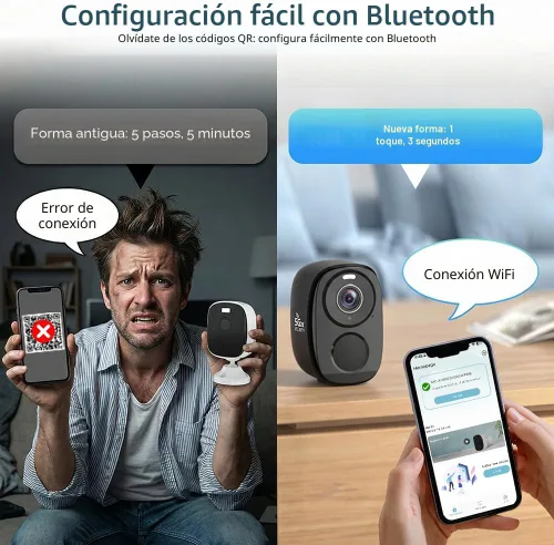 Miniatura 3 de Rraycom Paquete de 4 cámaras de seguridad inalámbricas para exteriores 5G/2.4G, cámara de 2K alimentada por batería con detección de movimiento AI