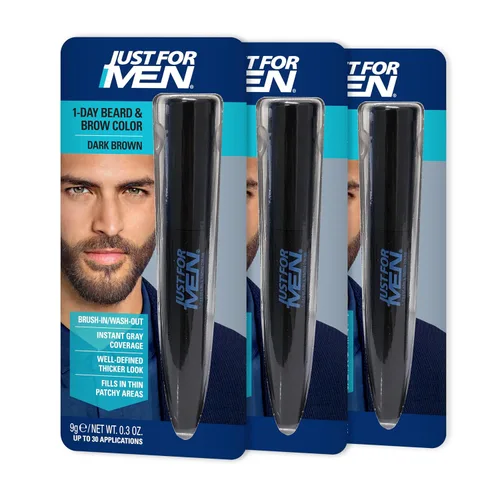 Miniatura 9 de Just for Men Color de barba y cejas de 1 día, color temporal para barba y cejas, para un aspecto más completo y bien definido, hasta 30 Marrón claro