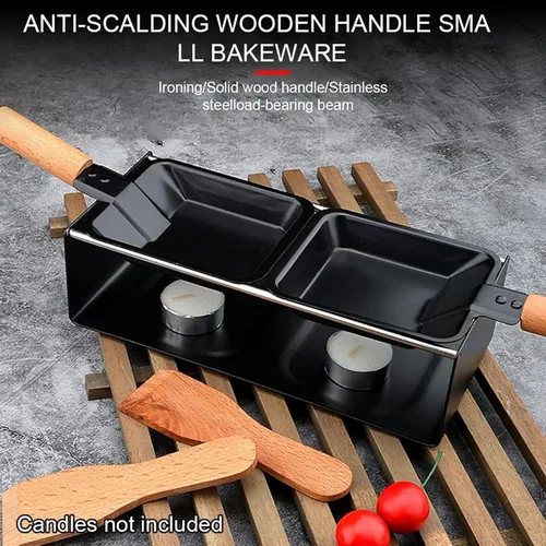 Miniatura 6 de RoseFlower Mini juego de raclette de queso, sartén portátil para fundir queso a la luz de las velas, parrilla de raclette antiadherente, derretidor