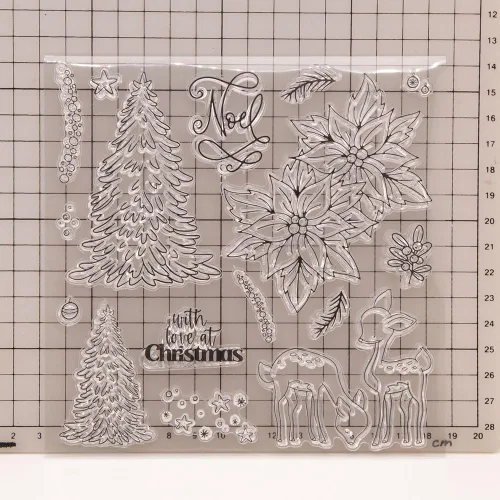 Miniatura 2 de Sellos transparentes para árbol de Navidad y flor de pascua, de silicona, para hacer tarjetas de felicitación navideñas, manualidades, álbumes