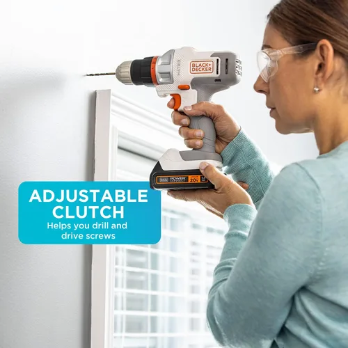 Miniatura 4 de BLACK+DECKER Kit de taladro/destornillador inalámbrico 20V MAX Matrix, blanco (BDCDMT120WC1FF)