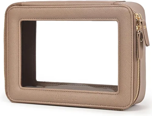 Miniatura 23 de Aveniee Organizador de bolsa de maquillaje transparente, bolsa de aseo de viaje para mujer, bolsa de cosméticos impermeable con cremalleras, Rosa