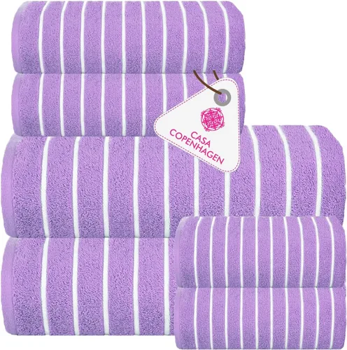 Miniatura 29 de CASA COPENHAGEN Solitaire 6Pcs 100% Egyptian Cotton Large Designer Towels Gift Set- Dusty Blue, 600GSM, 2Bath 2Hand 2Washcloths, Bath Towels for