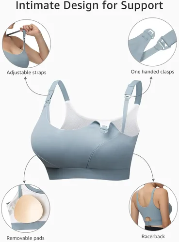 Miniatura 5 de HOFISH Nursing Bras for Breastfeeding Nursing Sports Bra with Support Racerback Maternity Bra Medium Impact