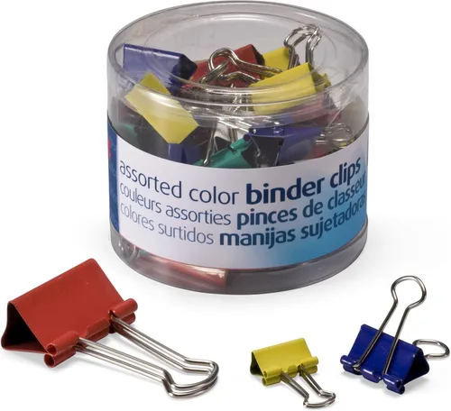OfficemateOIC Clips para carpeta, varios colores y tamaños, 30 clips por envase (31026)