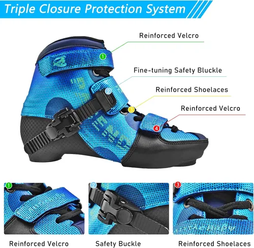 Miniatura 2 de Patines de velocidad ajustables para niños, patines en línea de velocidad para niñas y para niños, patines en línea para exteriores e interiores