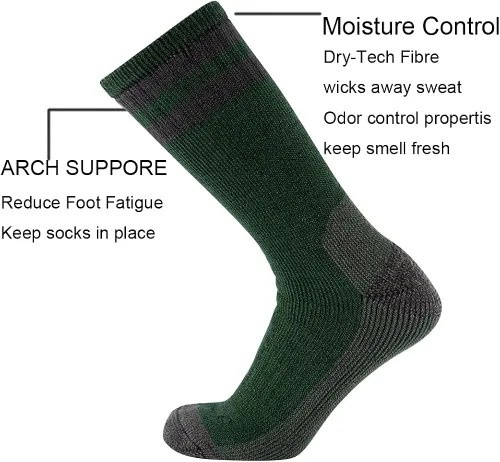 Miniatura 2 de CEREBRO Calcetines de lana merino para hombre, calcetines acolchados a media pantorrilla, que absorben la humedad, calcetines de senderismo