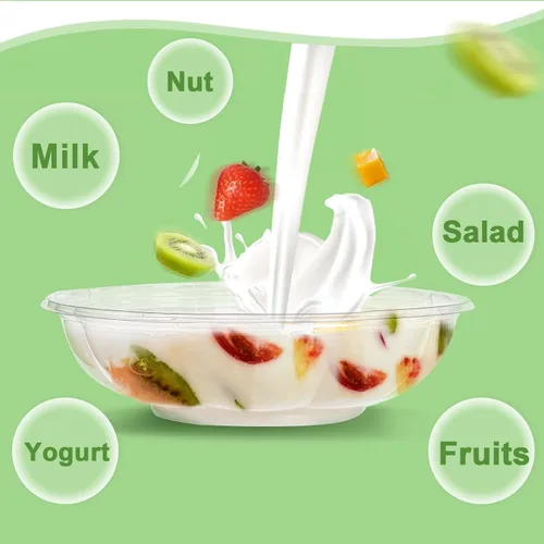Miniatura 8 de Paquete de 50 cuencos de ensalada de plástico con tapas, recipiente desechable de 18 onzas para ensalada para el almuerzo, cuencos transparentes